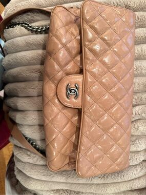 CHANEL Tan Leather Interior Label Shoulder Bag